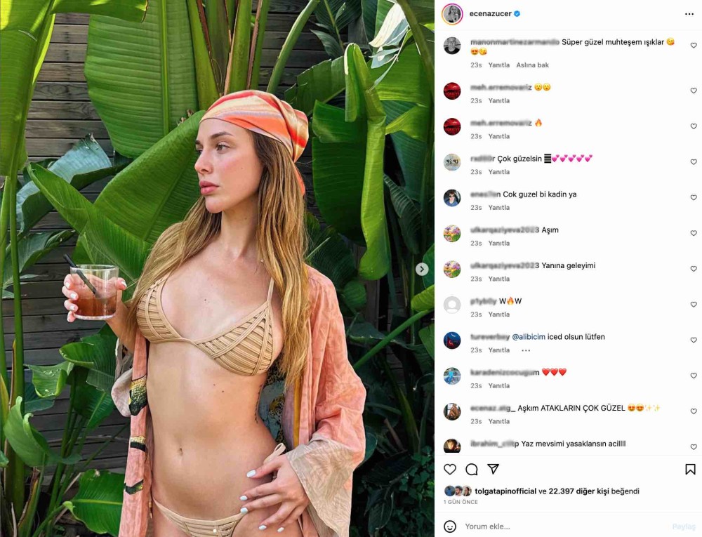 ecenaz ucer in bikinili paylasimi sosyal medyada gundem oldu yaz mevsimi acil yasaklansin